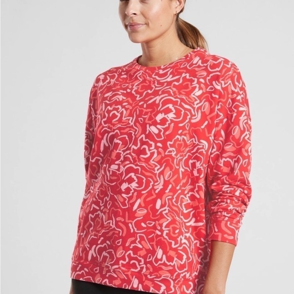 Athleta balance sweatshirt in Abstract Floral Matador Red - size medium - Picture 1 of 9
